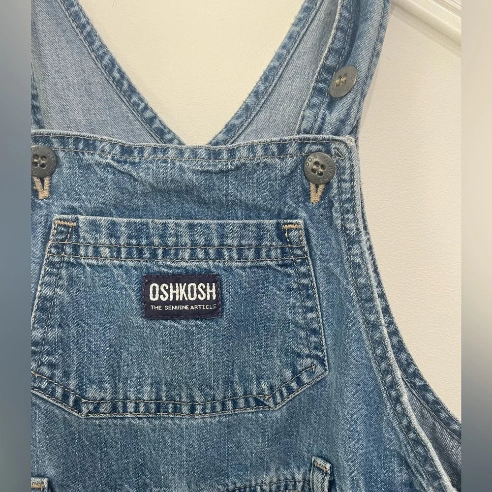 Vtg Oshkosh B'Gosh Girls Denim Bib Overall Jumper Dress Adjustable Strap Size 6